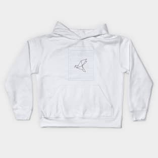 Japanese Origami Bird on Paper Kids Hoodie